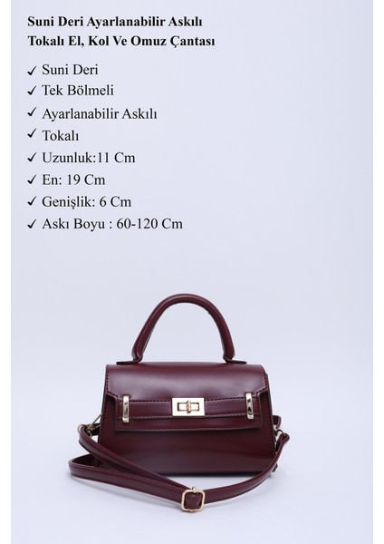 Bordo Shk188 Suni Deri Tek Bölmeli Kilit Detaylı Askılı El, Kol Ve Omuz Çantası modelleri