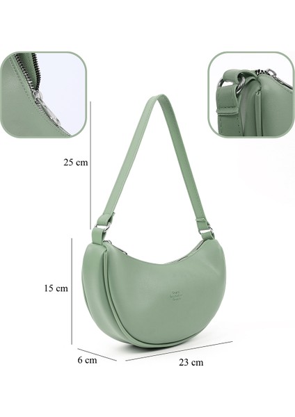 Mint Yeşil SHK26 Tek Bölmeli Suni Deri El ve Omuz Çantası U:12 E:26 G:6 cm fırsatları