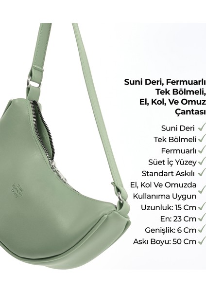 Mint Yeşil SHK26 Tek Bölmeli Suni Deri El ve Omuz Çantası U:12 E:26 G:6 cm