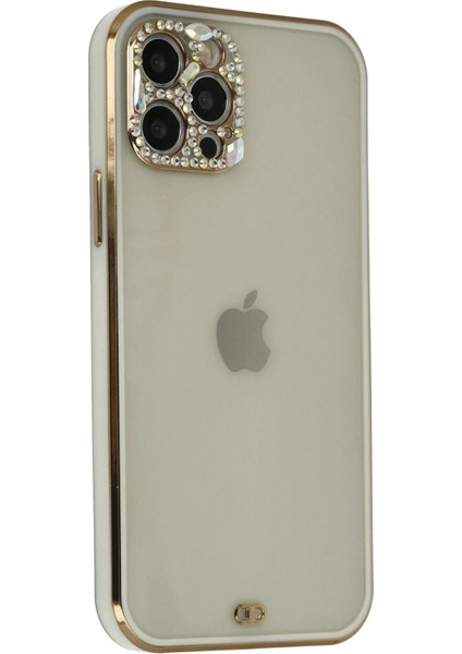 iPhone 12 Pro Max Kılıf Liva Taşlı Silikon - Beyaz - CPTD5195-8578 fiyatları