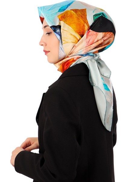 Buz Mavi Armoni Desen Sura Ipek Eşarp fiyatları