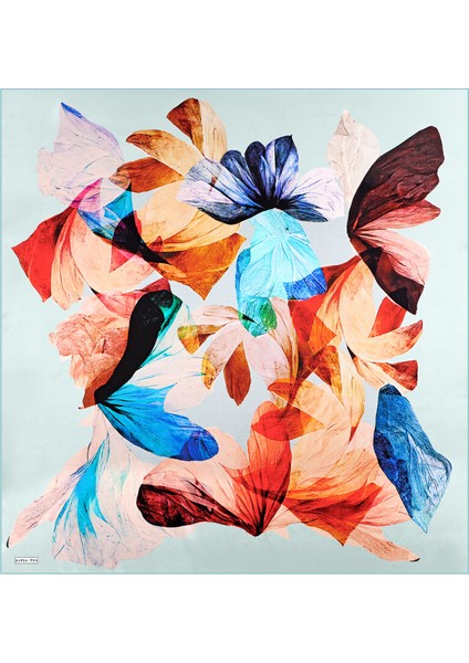 Buz Mavi Armoni Desen Sura Ipek Eşarp modelleri