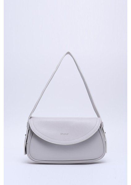 Gri Shk150 Suni Deri Astarlı Çıtçıtlı Ayarlanabilir Askılı El, Kol ve Omuz Çantası