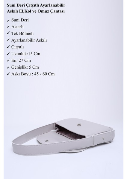 Gri Shk150 Suni Deri Astarlı Çıtçıtlı Ayarlanabilir Askılı El, Kol ve Omuz Çantası modelleri