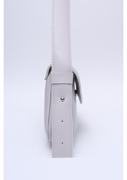 Gri Shk150 Suni Deri Astarlı Çıtçıtlı Ayarlanabilir Askılı El, Kol ve Omuz Çantası