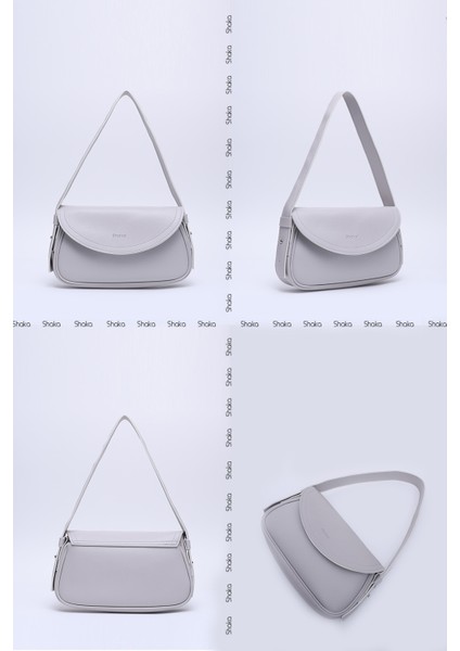 Gri Shk150 Suni Deri Astarlı Çıtçıtlı Ayarlanabilir Askılı El, Kol ve Omuz Çantası