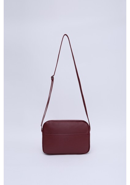 Bordo Shk22 Deri,İki Bölmeli Ön Cep Detaylı, Fermuarlı, Ayarlanabilir Askılı, Mini Urban El,Kol Ve Omuz Çantası