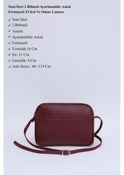 Bordo Shk22 Deri,İki Bölmeli Ön Cep Detaylı, Fermuarlı, Ayarlanabilir Askılı, Mini Urban El,Kol Ve Omuz Çantası modelleri