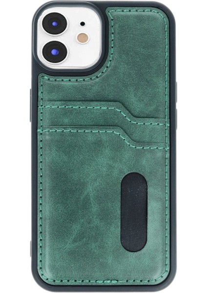 iPhone 11 Kılıf Sara Kartvizitli Deri Kılıf - Koyu Yeşil - CPTD2098-8200