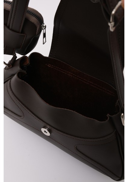 Kahve Rengi Shk96 Suni Deri Tek Bölmeli Cüzdanlı Kol ve Omuz Çantası