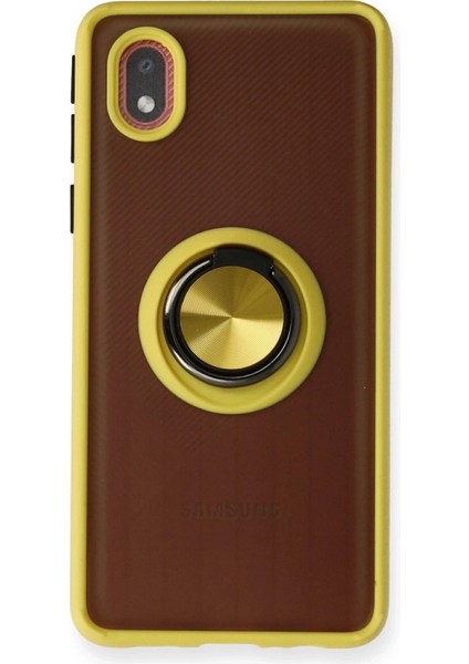Samsung Galaxy A01 Core Kılıf Montreal Yüzüklü Silikon Kapak - Sarı - CPTD6454-1688