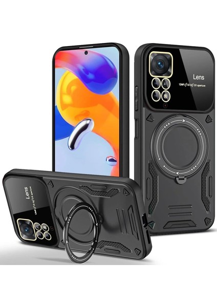 Xiaomi Redmi Note 11 Pro Kılıf Joy Lens Standlı Kapak - Siyah - CPTD9471-5354