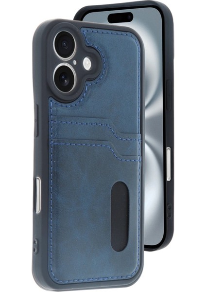 iPhone 16 Kılıf Sara Kartvizitli Deri Kılıf - Lacivert - CPTD3959-8811 modelleri
