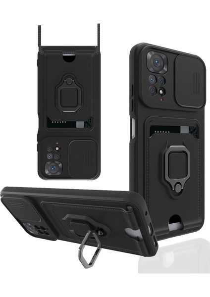 Xiaomi Redmi Note 11 Pro Kılıf Zuma Kartvizitli Yüzüklü Silikon - Siyah - CPTD8288-7816