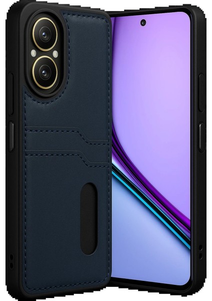 Realme 12 Lite Kılıf Sara Kartvizitli Deri Kılıf - Lacivert - CPTD6679-6157