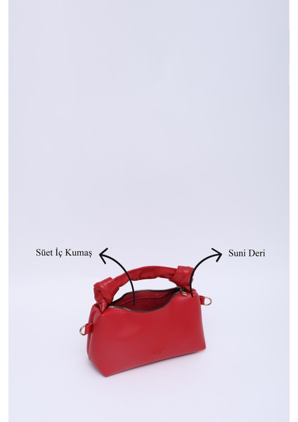 Kırmızı SHK24 Orjinal Soft Deri Düğüm Detaylı Zincir Askılı El ve Omuz Çantası U:14 E:22 G:8 cm indirimleri