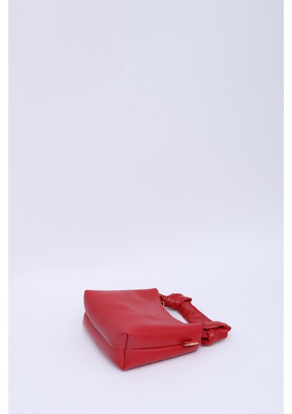 Kırmızı SHK24 Orjinal Soft Deri Düğüm Detaylı Zincir Askılı El ve Omuz Çantası U:14 E:22 G:8 cm