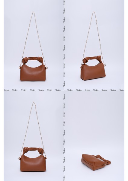 Taba SHK24 Orjinal Soft Deri Düğüm Detaylı Zincir Askılı El ve Omuz Çantası U:14 E:22 G:8 cm