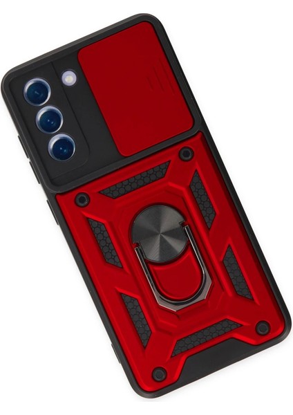 Samsung Galaxy S21 Fe Kılıf Pars Lens Yüzüklü Silikon - Kırmızı - CPTD7105-8705 modelleri