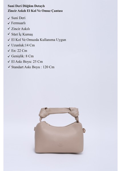 Vizon SHK24 Orjinal Soft Deri Düğüm Detaylı Zincir Askılı El ve Omuz Çantası U:14 E:22 G:8 cm modelleri