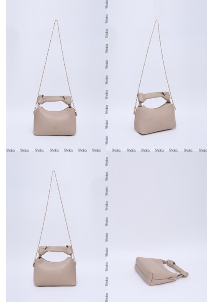 Vizon SHK24 Orjinal Soft Deri Düğüm Detaylı Zincir Askılı El ve Omuz Çantası U:14 E:22 G:8 cm