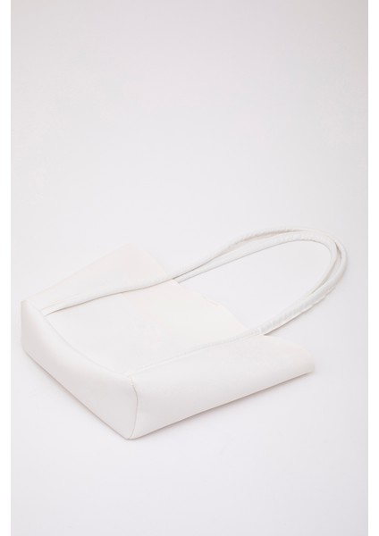Beyaz Shk80 Önü Cepli Çıtçıtlı Makyaj Çantalı Suni Deri Büyük Boy Kol ve Omuz Çantası indirimleri