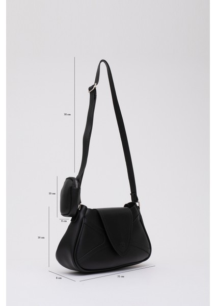 Siyah Shk96 Suni Deri Tek Bölmeli Cüzdanlı Kol ve Omuz Çantası fiyatları
