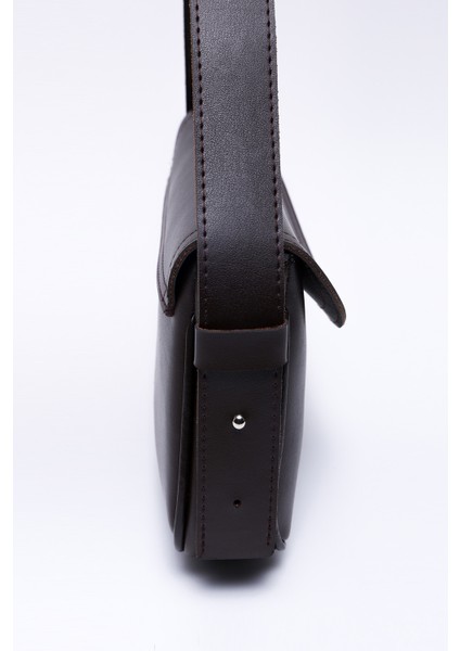 Kahve Rengi Shk150 Suni Deri Astarlı Çıtçıtlı Ayarlanabilir Askılı El, Kol ve Omuz Çantası