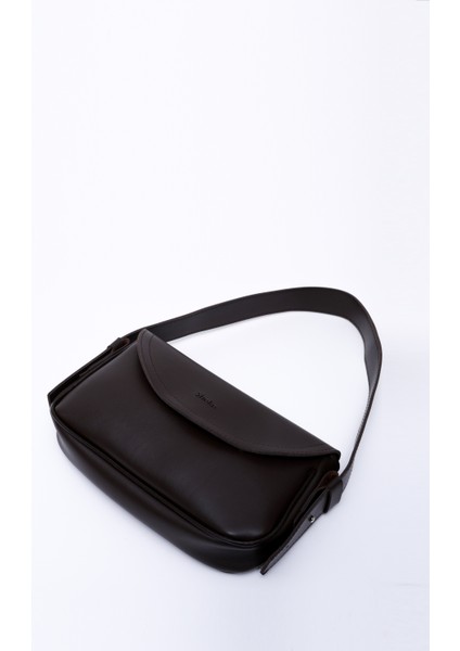 Kahve Rengi Shk150 Suni Deri Astarlı Çıtçıtlı Ayarlanabilir Askılı El, Kol ve Omuz Çantası