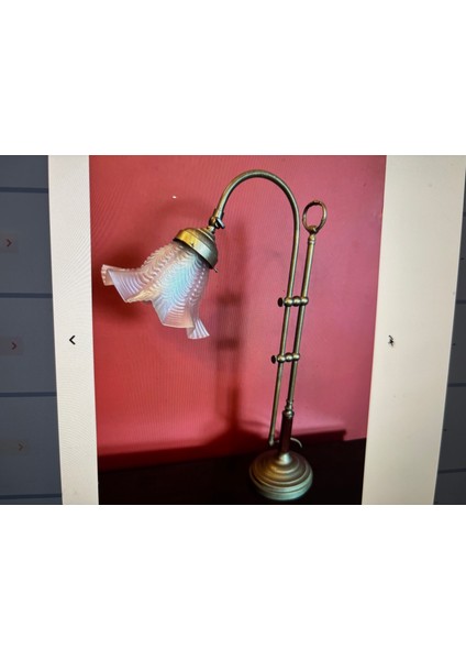 60 cm Boyunda Asansörlü Avrupa Pirinç Abajur Masa Lambası 76 cm Ye Kadar Yükseliyor