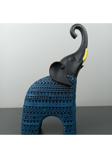 Modern Afrika Esintisi – 2’li Küçük Boy Dekoratif Fil Biblo Seti (17.5 x 10.5 Cm)