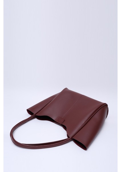 Bordo Shk76 Çıtçıtlı Fitil Askılı Deri Makyaj Çantalı Büyük Boy Kadın El Ve Omuz Çantası U:29 E:30 G:9 Cm indirimleri