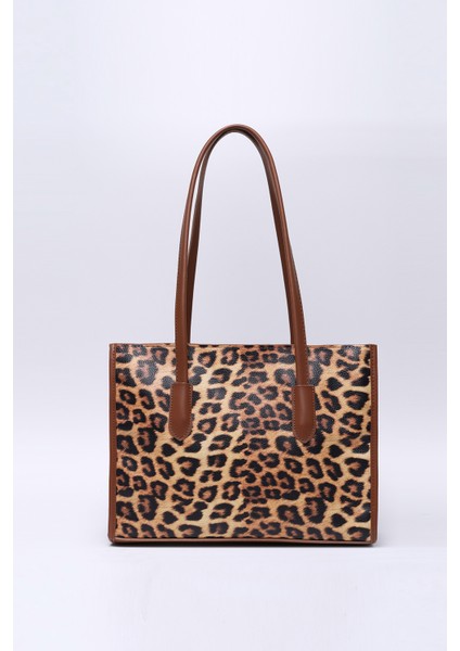 Leopar Shk173 Deri, Tek Bölmeli, Fermuarlı, Makyaj Çantalı El, Kol Ve Omuz Çantası U:24 E:34 G:13 Cm