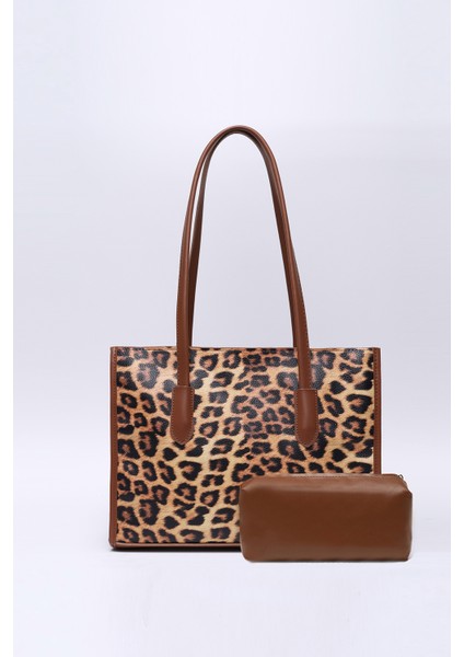 Leopar Shk173 Deri, Tek Bölmeli, Fermuarlı, Makyaj Çantalı El, Kol Ve Omuz Çantası U:24 E:34 G:13 Cm modelleri