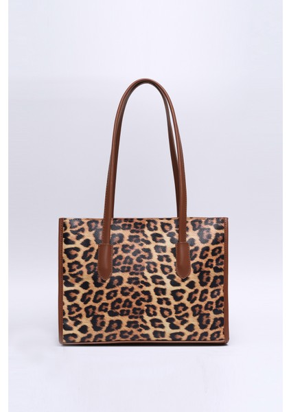 Leopar Shk173 Deri, Tek Bölmeli, Fermuarlı, Makyaj Çantalı El, Kol Ve Omuz Çantası U:24 E:34 G:13 Cm fırsatları