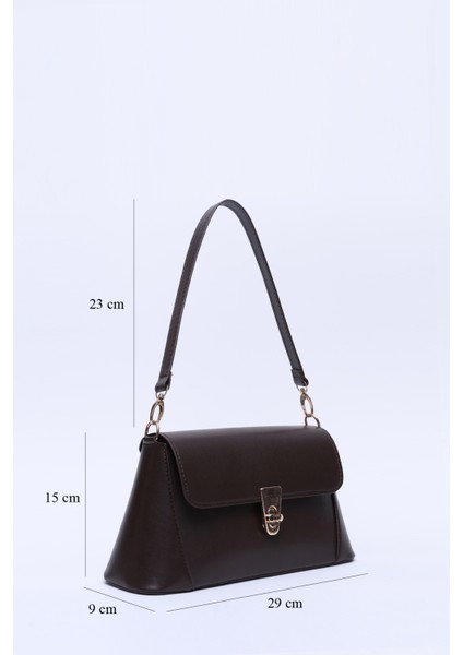 Kahverengi Shk153 Deri Kilit Detaylı Standart Askılı Tek Bölmeli El, Kol Ve Omuz Çantası U:15 E:29 G:9 Cm fiyatları