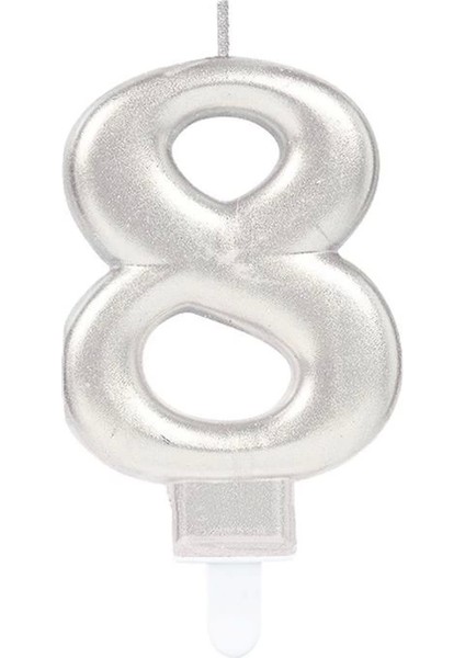 8 Rakam Mum Gümüş Renk - KRM8133-9878