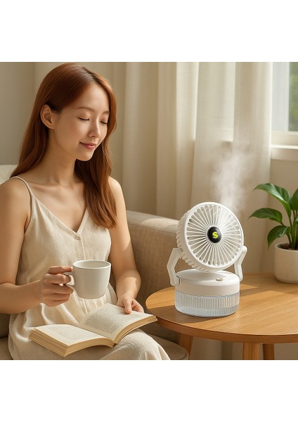 Taşınabilir Şarjlı Misting Fan | 3 Kademeli Hız | Ultra Ince Su Buharı | Sessiz & Işıklı Mini Masaüstü Vantilatör fiyatları