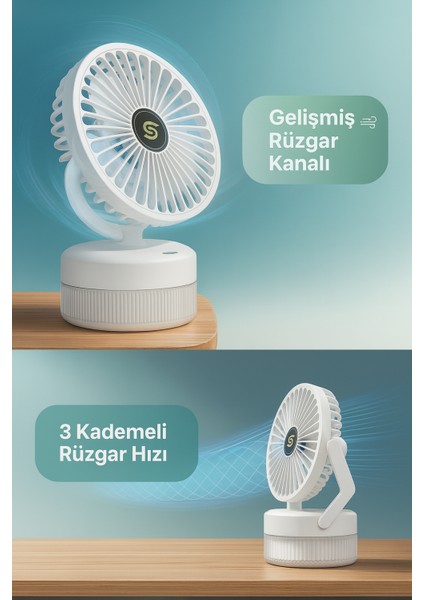 Taşınabilir Şarjlı Misting Fan | 3 Kademeli Hız | Ultra Ince Su Buharı | Sessiz & Işıklı Mini Masaüstü Vantilatör modelleri