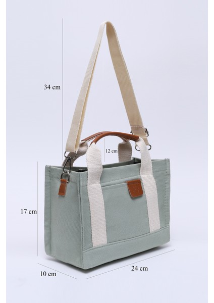 Yeşil SHK138 2 Bölmeli Kanvas Kumaş Ayarlanabilir Askılı Fermuarlı El, Kol ve Omuz Çantası U:17 G:24 E:10 cm fiyatları