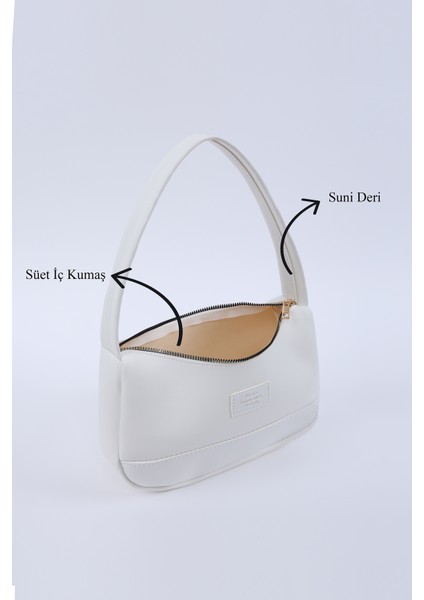 Beyaz SHK229 Suni Deri , Fermuarlı Tek Bölmeli , Baget Model El, Kol ve Omuz Çantası indirimleri