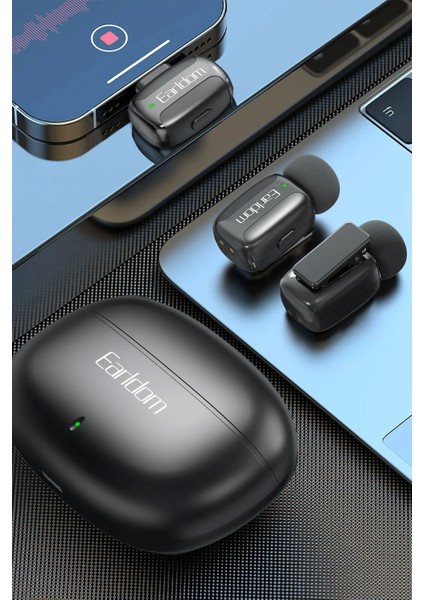 Profesyonel Kablosuz Yaka Mikrofonu iPhone 11/12/13/14 Uyumlu 2 Mikrofonlu Lightning fırsatları