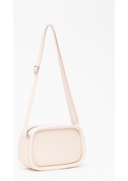 Krem Shk62 Tek Bölmeli Suni Deri Ayarlanabilir Askılı Fermuarlı Çapraz Omuz Çantası fiyatları