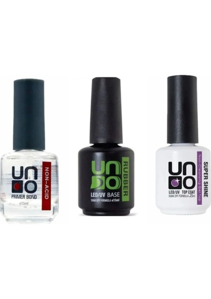 Rubber Base Coat 15 ml+Super Shine 15 ml+Non-Acid Primer Bond 15 ml Primer