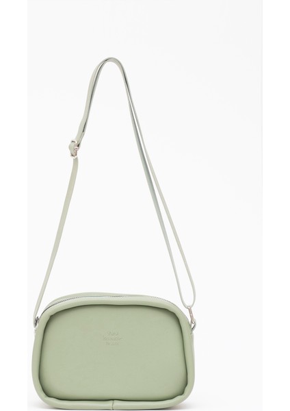 Mint Yeşil Shk62 Tek Bölmeli Suni Deri Ayarlanabilir Askılı Fermuarlı Çapraz Omuz Çantası