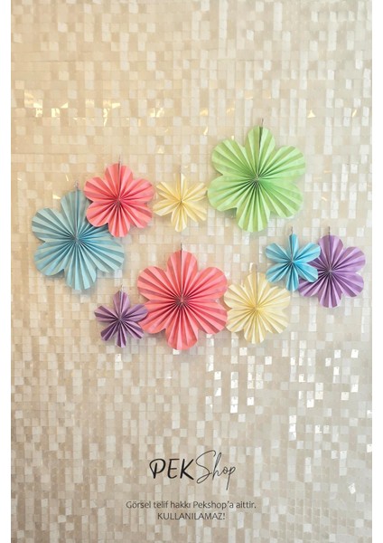 Makaron Renkler Çiçekler Yelpaze Duvar Süsleri