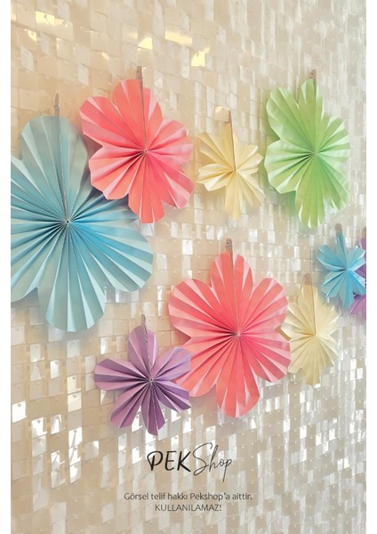 Makaron Renkler Çiçekler Yelpaze Duvar Süsleri modelleri