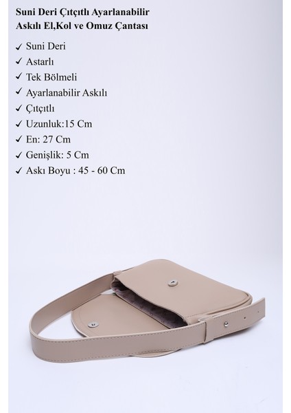 Vizon Shk150 Suni Deri Astarlı Çıtçıtlı Ayarlanabilir Askılı El, Kol ve Omuz Çantası modelleri