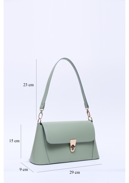 Mint Yeşil SHK153 Suni Deri Kilit Detaylı Standart Askılı Tek Bölmeli El, Kol ve Omuz Çantası U:15 E:29 G:9 cm fiyatları