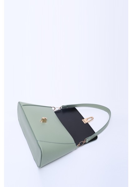 Mint Yeşil SHK153 Suni Deri Kilit Detaylı Standart Askılı Tek Bölmeli El, Kol ve Omuz Çantası U:15 E:29 G:9 cm